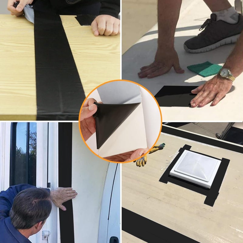 CircleRoad Butyl Sealant Waterproof Tape, RV Roof Tape Black, 4 Inch X 50 Feet RV Repair Sealant Tape, Stop Camper Roof Leaks, UV-Resistant, Weatherproof and Reliable (4In-50FT Black) - Image 4